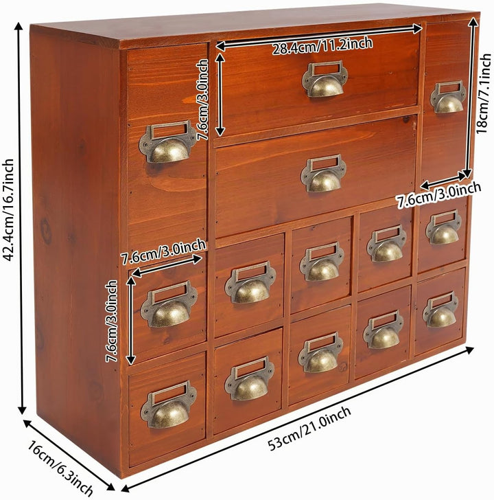 Mini Kommode mit 14 Schubladen, Vintage Aufbewahrungsschrank - Schrank Schubladenschrank Holz Klein