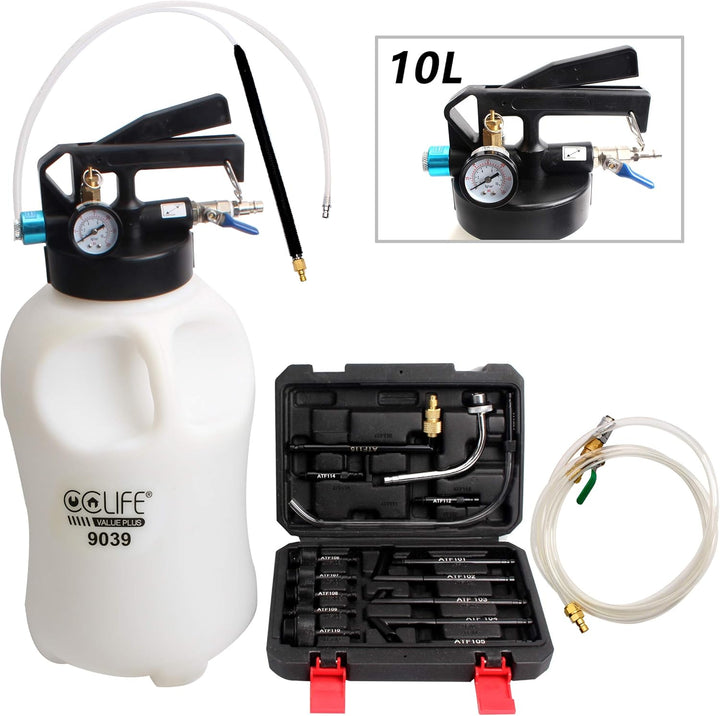 CCLIFE Druckluft Ölwechsel Gerät Öleinfüllgerät Ölabsauger Getriebeöl Einfüllgerät 6L/10L 2 in 1 Bef