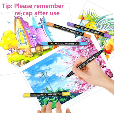 Laconile 48 Acrylstifte für Steine Wasserfest,Acryl Marker Farbe Marker für Glas Stein Holz Keramik,