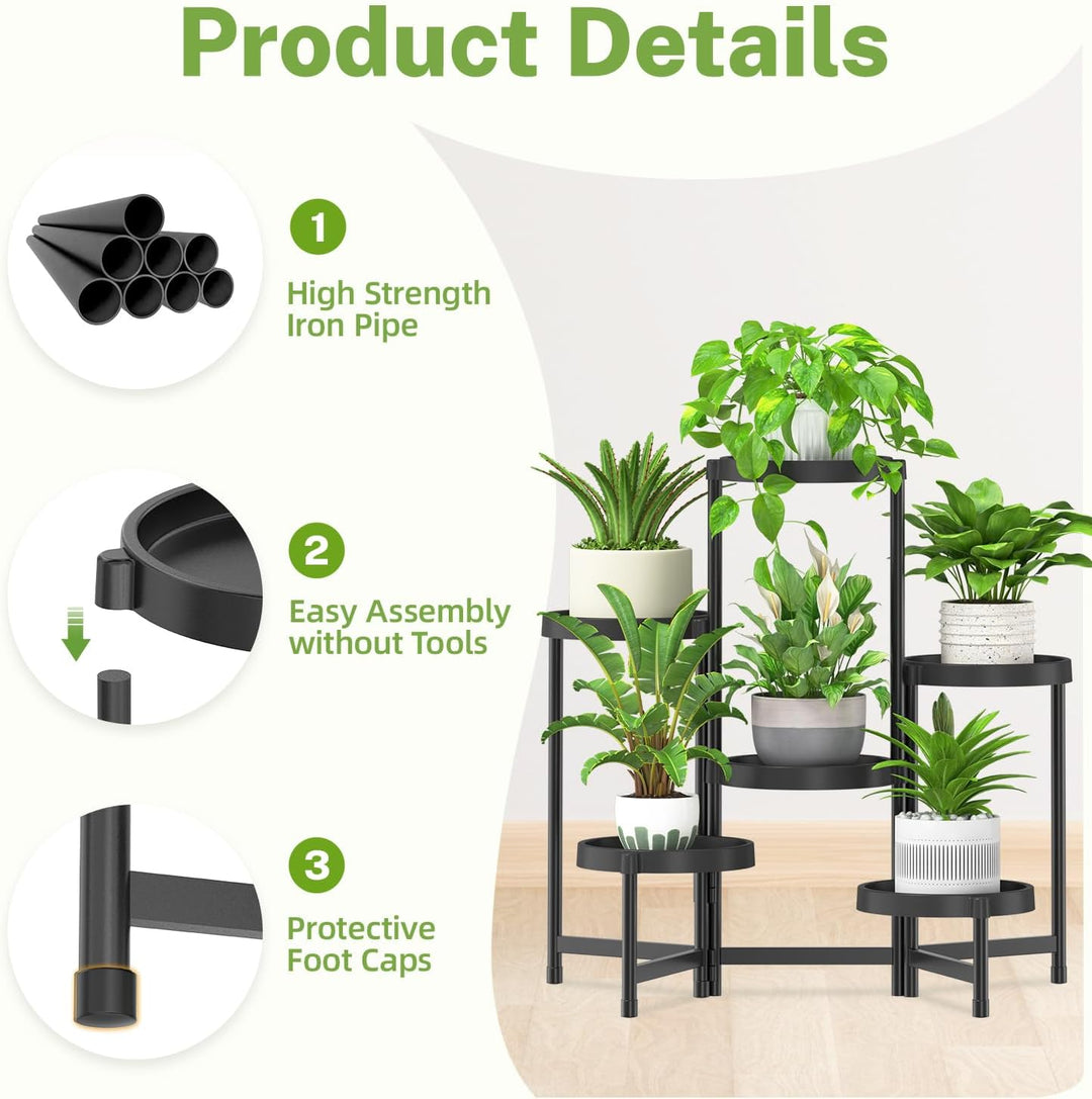 iDavosic.ly Pflanzenständer Metall Kunststoffe mit 6 Ebenen, Blumenständer Plant Stand Indoor Outdoo