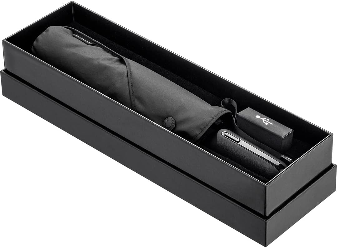 FARE elektrischer Taschenschirm eBrella (schwarz) - aussergewöhnlicher Regenschirm mit elektrischem