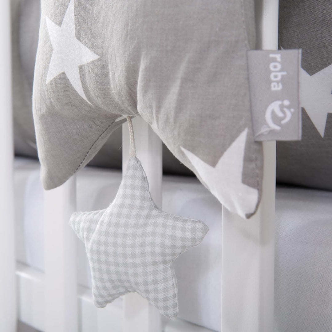 roba Spieluhr 'Little Stars', Einschlafhilfe, Textil-Stern waschbar, Babyzimmer Deko grau / weiss, L