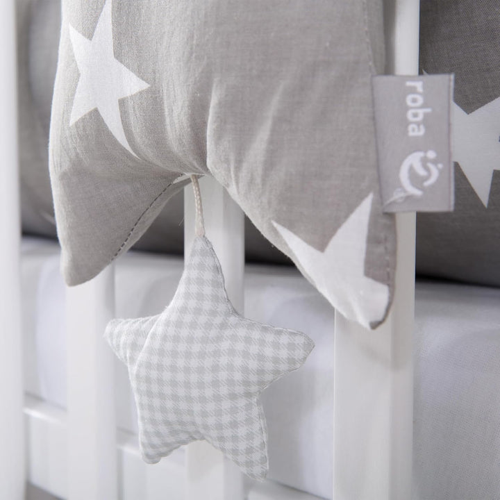 roba Spieluhr 'Little Stars', Einschlafhilfe, Textil-Stern waschbar, Babyzimmer Deko grau / weiss, L