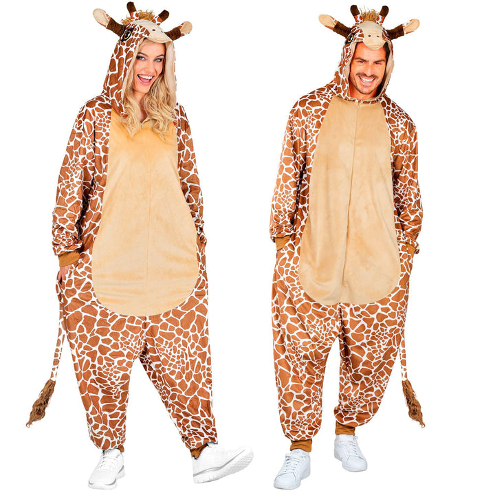 W WIDMANN MILANO Party Fashion - Tier Overall für Erwachsene, weicher Plüsch Jumpsuit mit Kapuze, Ti