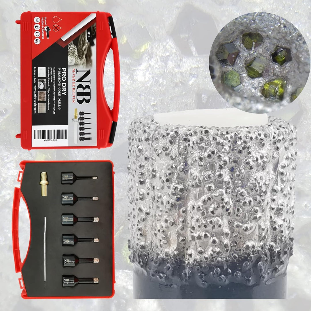 6pcs NBB vakuumgelötete Diamant lochsäge mit M14 zum professionellen Trocken- oder Nass bohren auf h