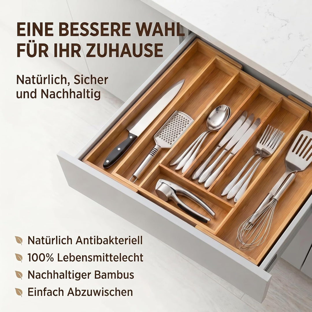 Dimono® Besteckkasten für Schublade 45,5cm ausziehbarer Besteckeinsatz Ausziehbar Bis 45,5 Cm, Auszi