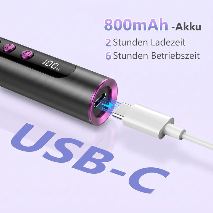 POFIBO Nagelfräser Kabellose 35000 U/Min - Professioneller Nail Drill für Gelnägel und Acrylnägel, E