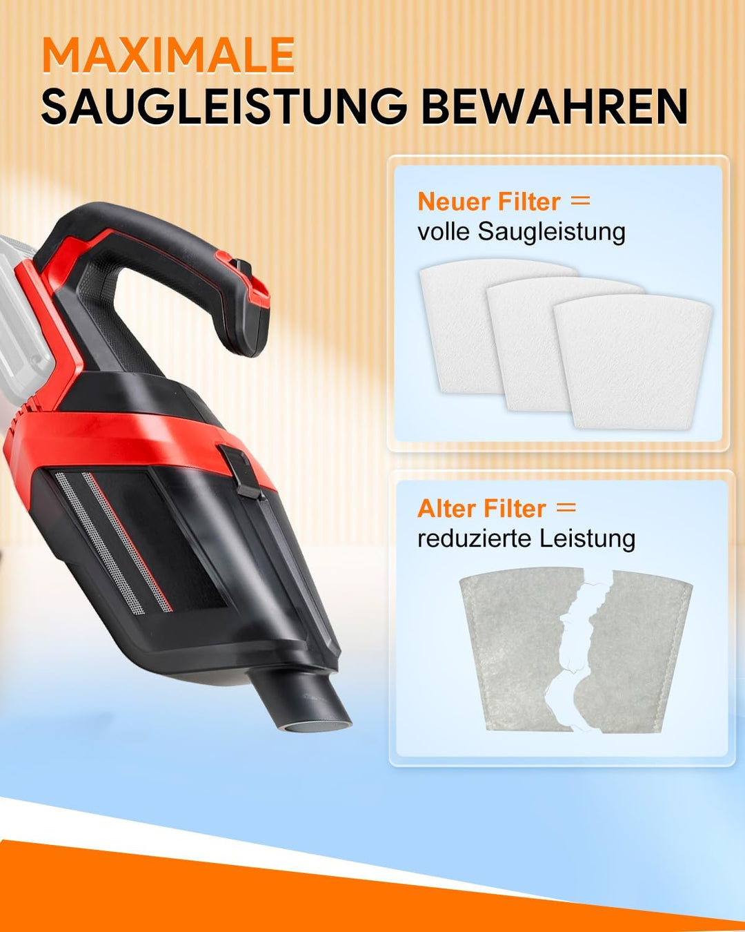 Ersatzfilter Kompatibel mit Einhell Power X-Change TE-VC 18 Li-Solo & TE-HV 18/06 Li-Solo schnurlose