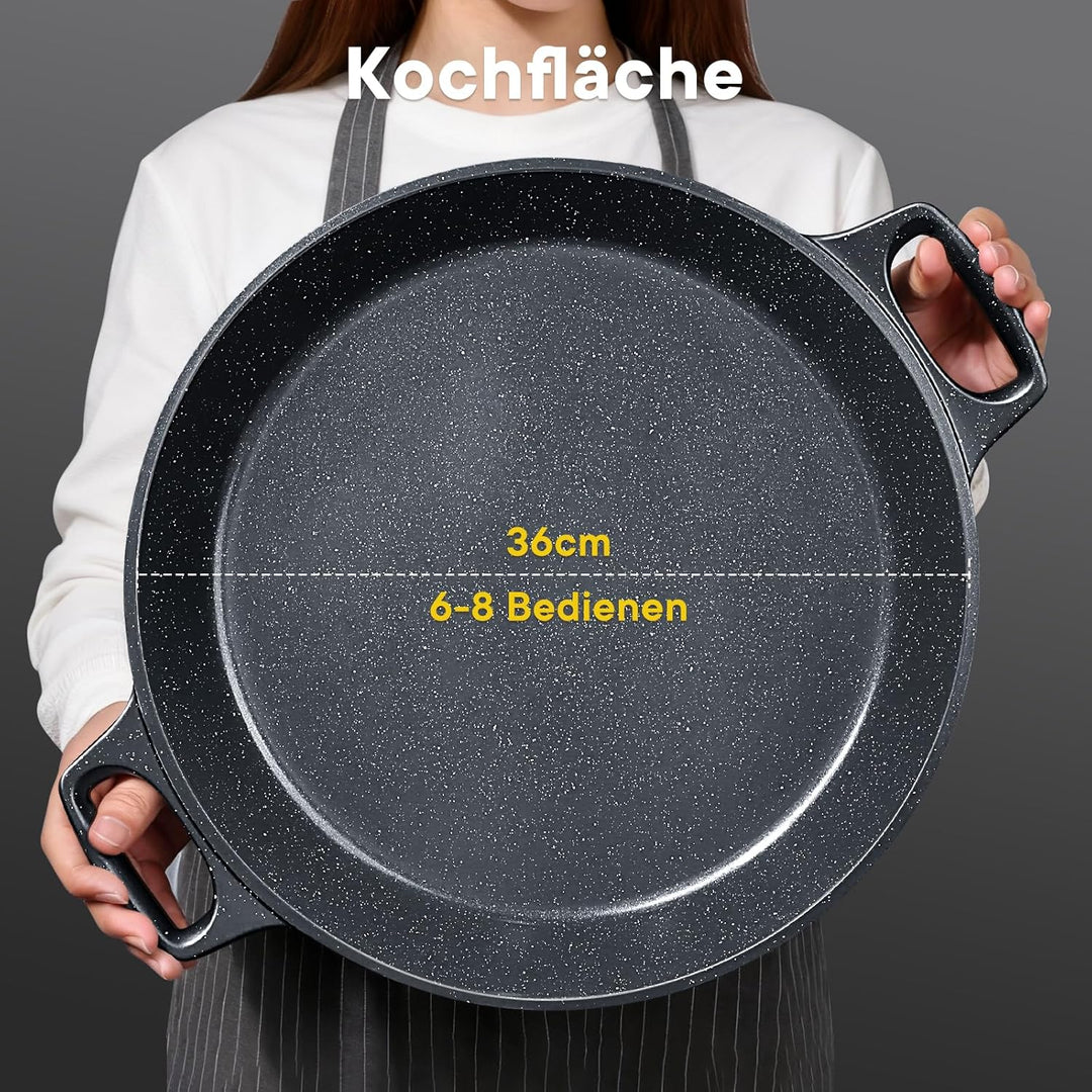 GiPP Paellapfanne Induktion, Paella Pfanne 38×41 cm Antihaftbeschichtete aus Aluminiunnen Grau 36CM