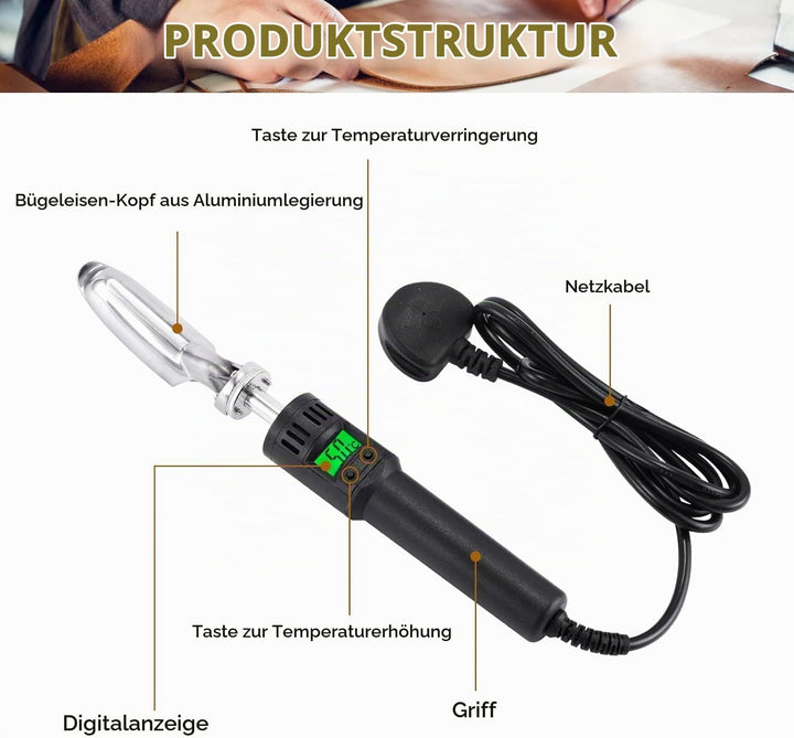 Zerodis Mini-Bügeleisen für Bastelquilten, 220 V Temperaturregulierbare Mini-Lederbügeleisen Anti-Fa
