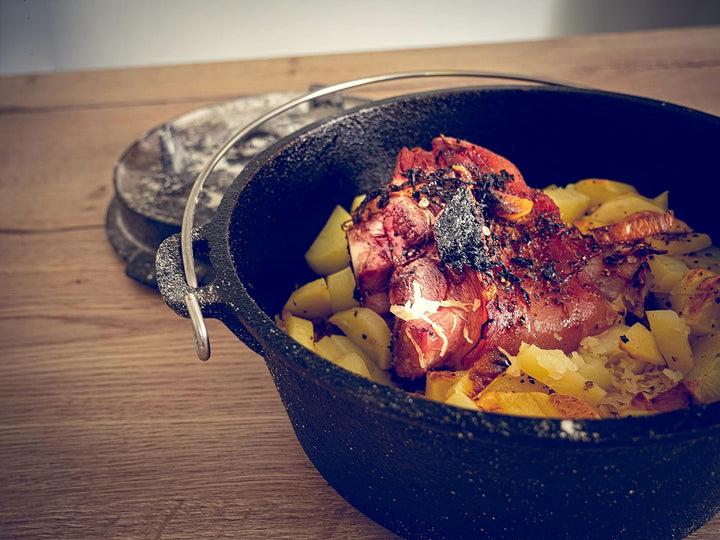 FireRocket Dutch Oven 6qt 5,5 ohne Füsse premium Gusseisen Schmortopf Gusstopf Feuertopf niederländi