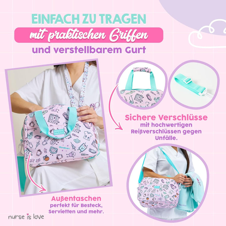 Nurse is Love Kühltasche Klein Für Krankenschwester, Lunchtasche, Lunch Bag, Thermotasche, Frühstück
