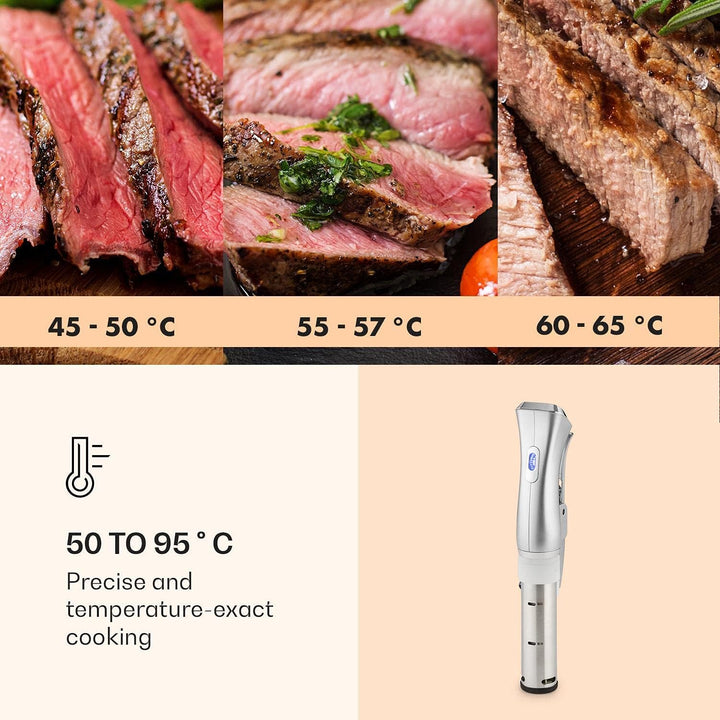 Klarstein Quickstick- Sous-Vide Garer, Präzisionskochtopf, Schongarer, 1300 Watt, Timerfunktion, 3D