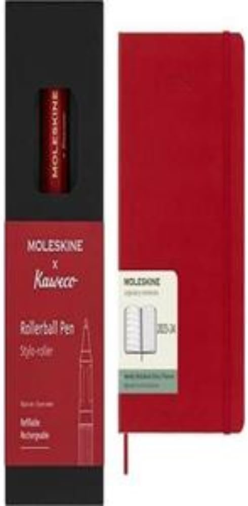 Moleskine x Kaweco Tintenroller, Farbe Rot + Wochenplaner 2023-2024, 18-Monate-Kalender, Akademische