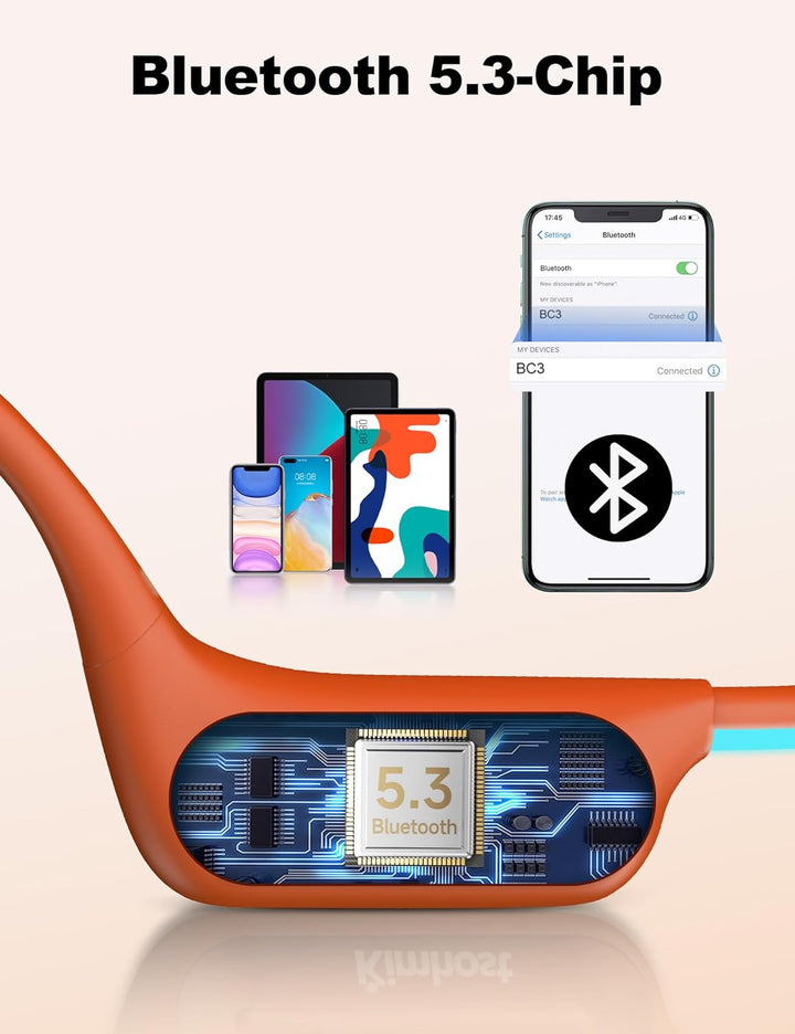 Knochenschall Kopfhörer Schwimmen – IP68 Wasserdicht, Bluetooth 5.4 Sport Kopfhörer mit 32GB MP3-Pla