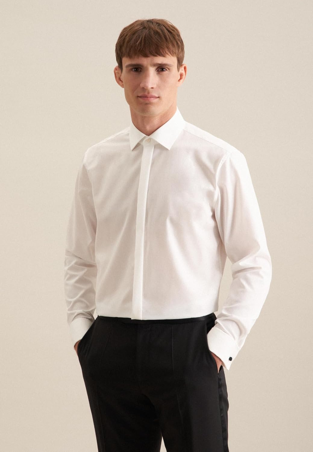 Seidensticker Herren Men Shaped Gala Businesshemd 37 Ecru(245270), 37 Ecru(245270)