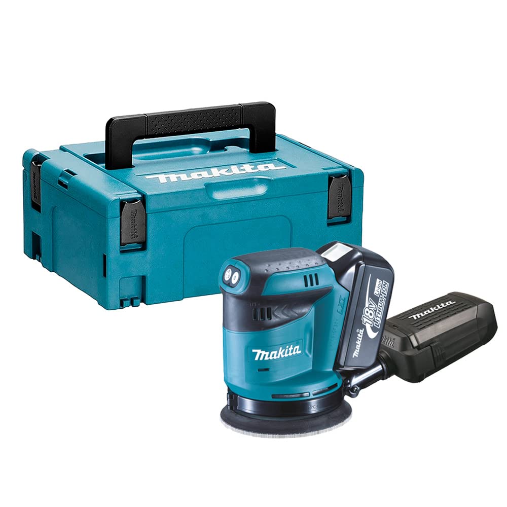 Makita Dbo180 g1J Exzenterschleifer Ø 125 mm 18 V Lxt + 1 Akku 18 V 6 Ah Li-Ion Bl1860B + Makpac Kof