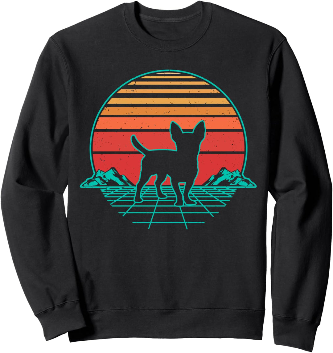 Chihuahua Hund Welpe Retro Vintage Sunset Geschenk Sweatshirt
