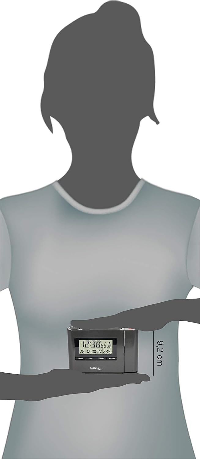 Technoline Projektionswecker WT 519 mit Funkuhr, Innentemperaturanzeige und Datumsanzeige, Mehrfarbi