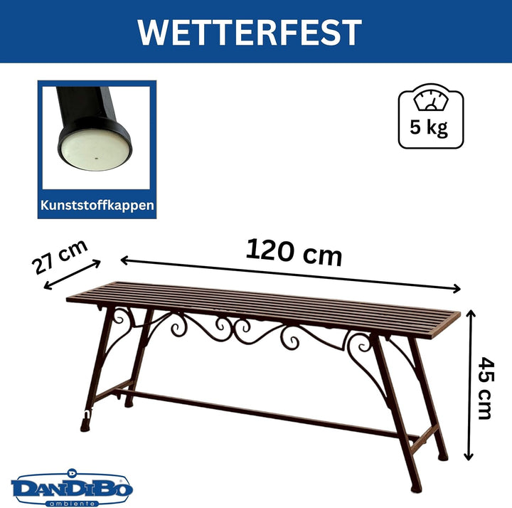 San Marco Gartenbank Wetterfest Metall - 120 cm Sitzbank mit Ornamenten Cucciu XL - Robuste Eisenban