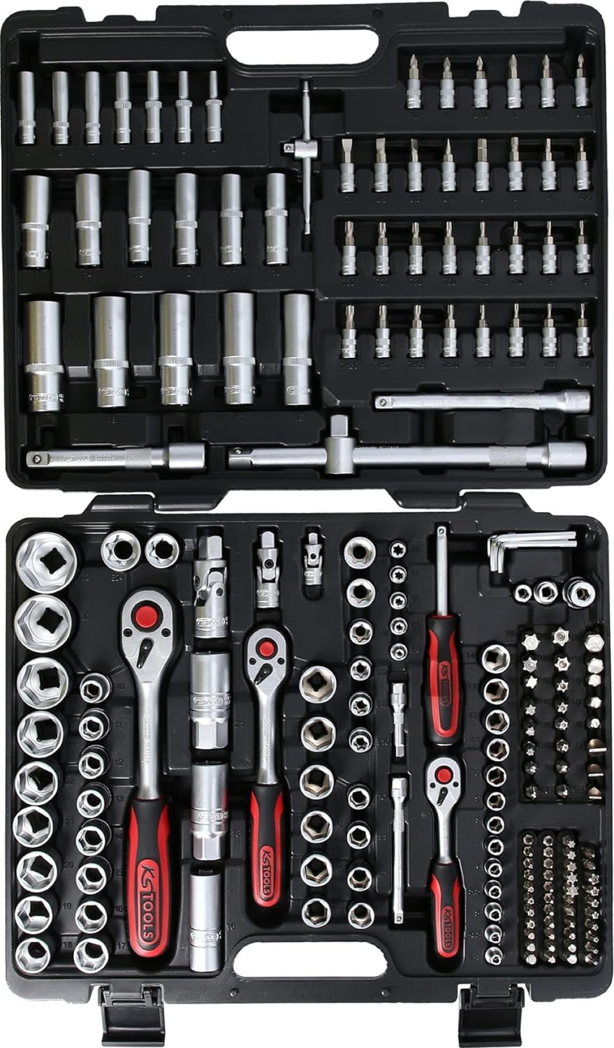 KS Tools 917.0795 1/4%22+3/8%22+1/2%22 Steckschlüssel-Satz, 195-tlg. &amp; BGS 1196 | Maul-Ringschlüssel