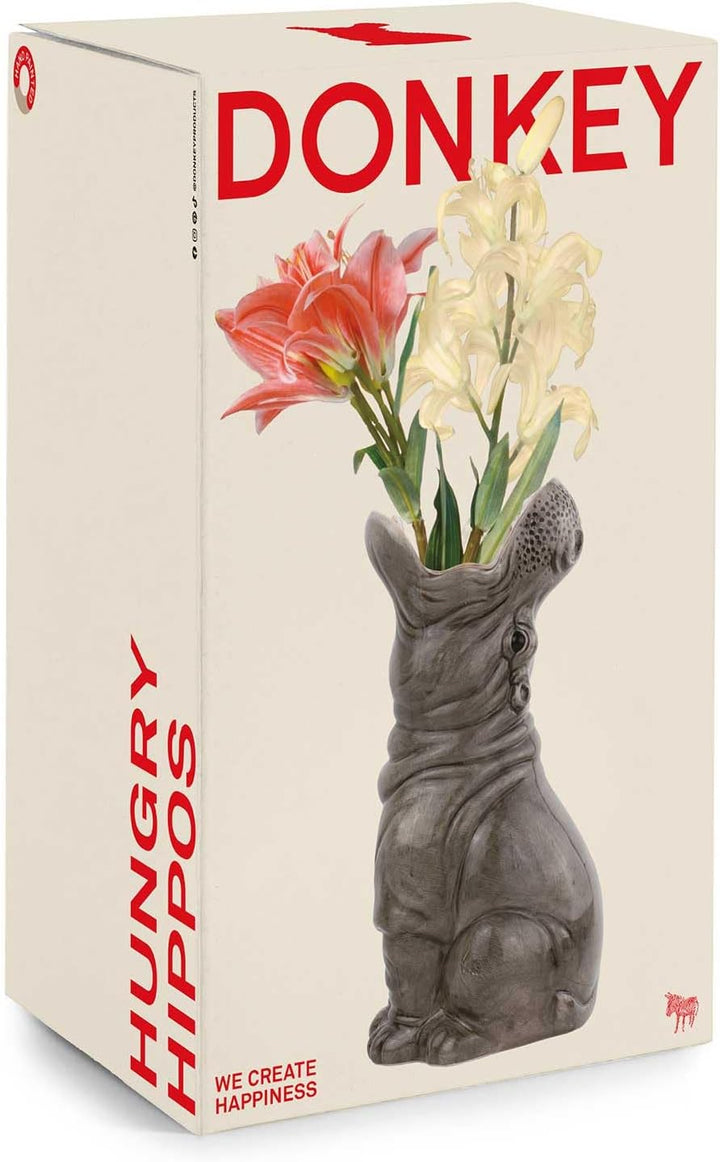 Hunrgy Hippos Vase, handbemalte Nilpferd Vase, ca. 30 cm