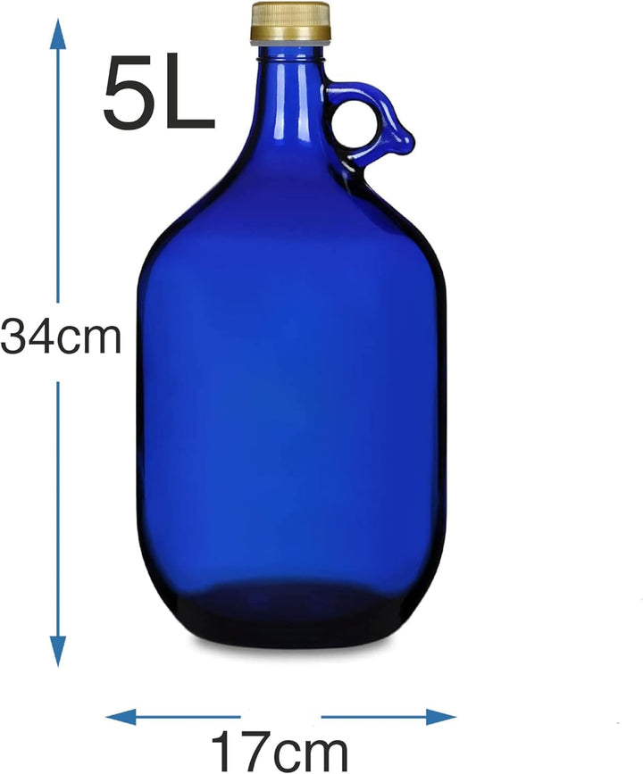 lilawelt24 4x 5L dunkelblau Flasche mit Bügelverschluss Bügelflasche GLASBALLON Weinballon GÄRBALLON