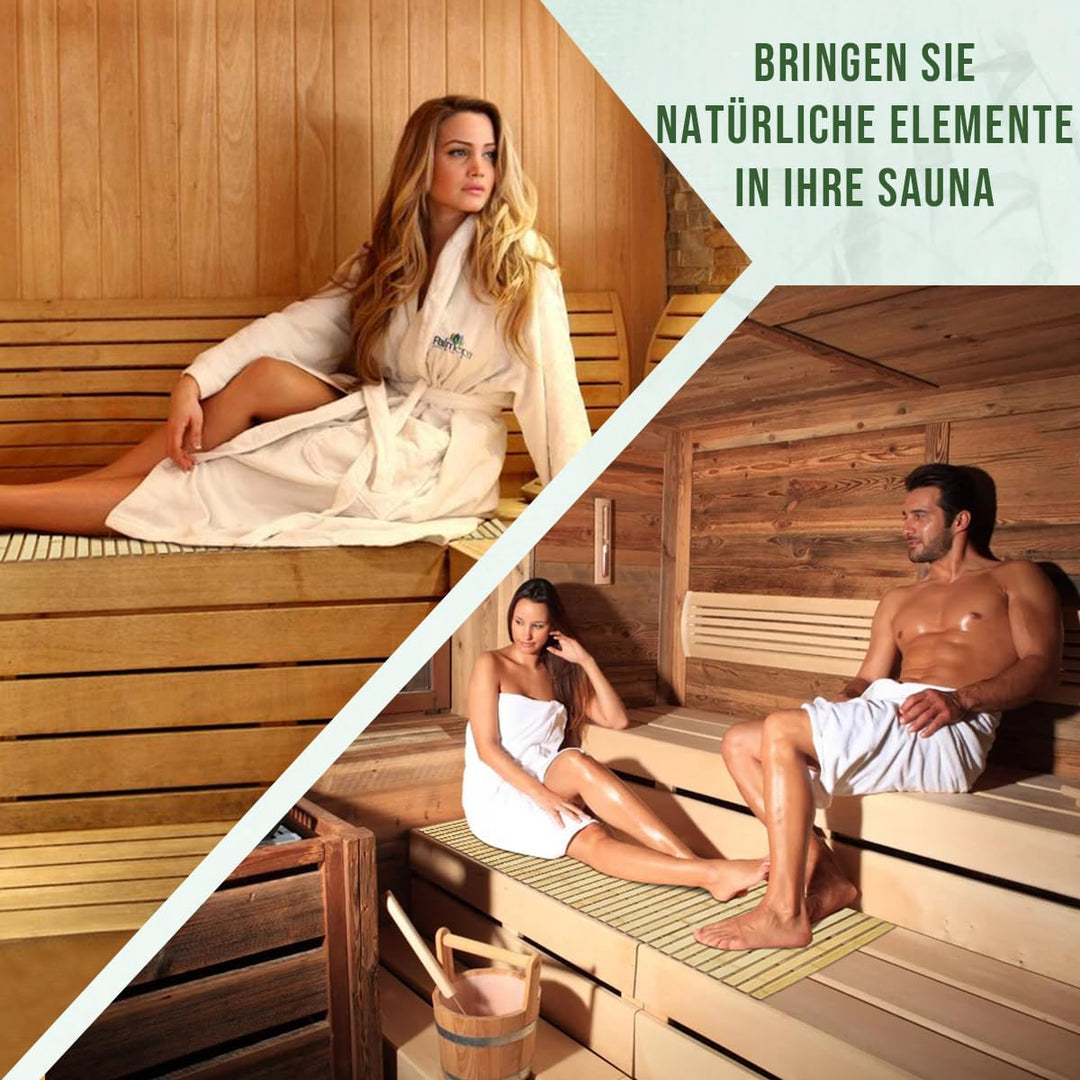 Badematte Holz Sauna Bodenrost Rollrost Fussmatte aus Bambus 100 x 50 cm, Sauna Türmatte Rollrost Fu