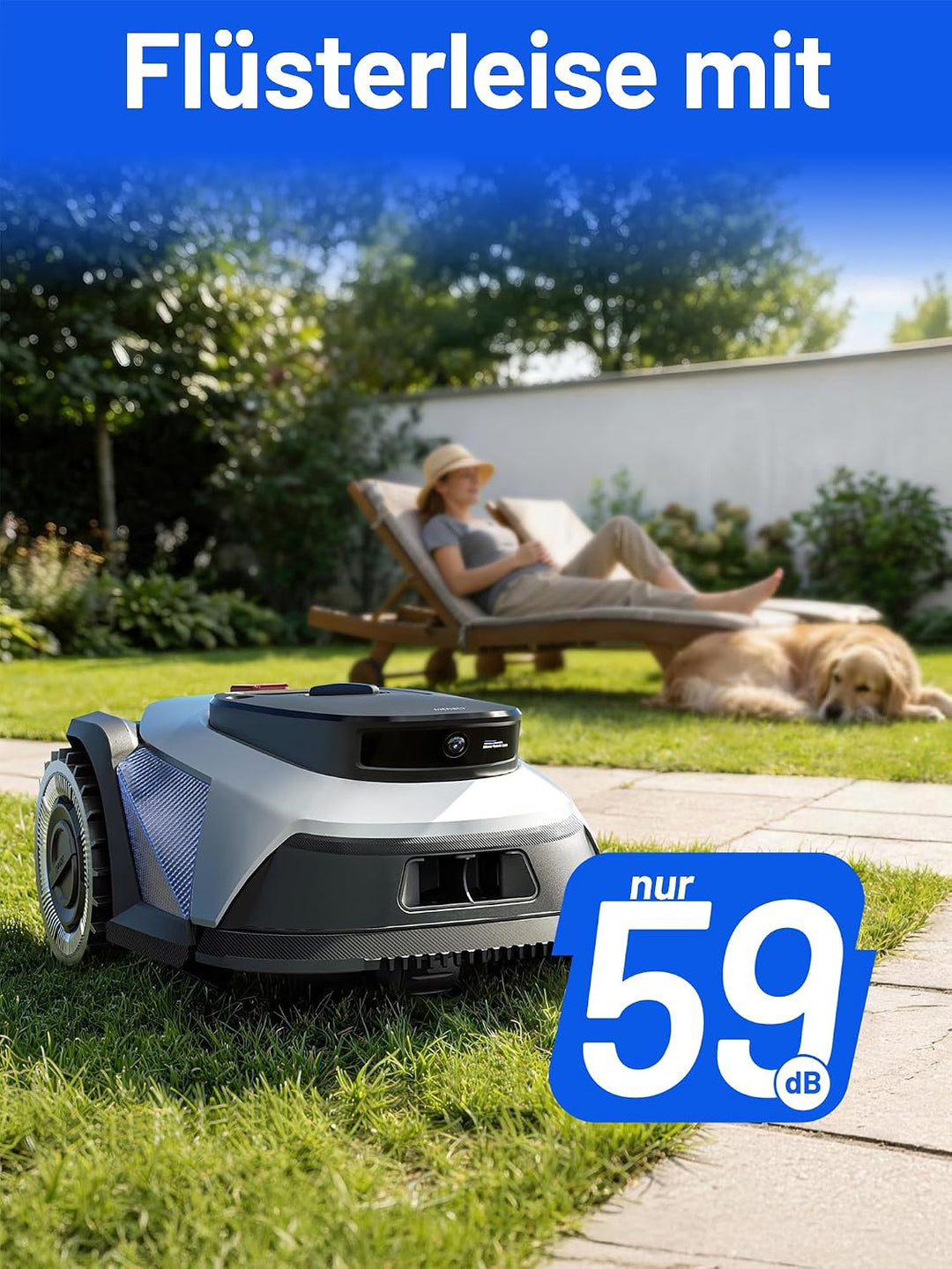 Litheli FYELD 500 Mähroboter ohne Begrenzungskabel, KI-Vision Rasenmäher Roboter 22.0 Zentimeter, 22