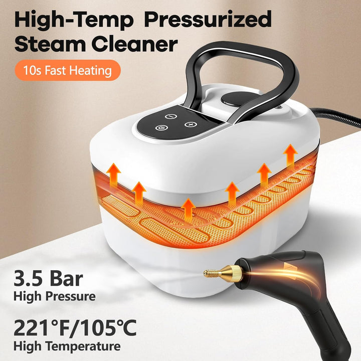 Dampfreiniger, 2500W Dampfreiniger Handgerät, 1200ml Tragbarer Hochdruck Dampfreiniger mit 3 Bürsten