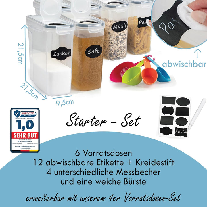 Soz® 2,5L Vorratsdosen 4er Set mit Deckel – BPA-frei, luftdicht, geruchsneutral, stapelbar, mottensi