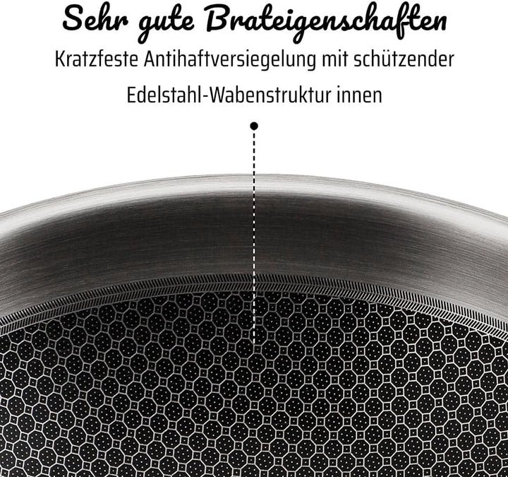 GSW 868501 Inoxxa Black, Bratpfanne mit Wabenstruktur - ⌀20 cm 20cm, 20cm