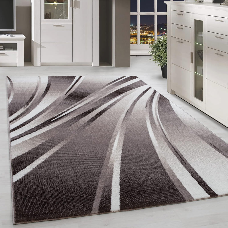 HomebyHome Teppich Wohnzimmer 200x290 cm Rechteckig Braun Kurzflor Abstrakt Design - Teppich Schlafz