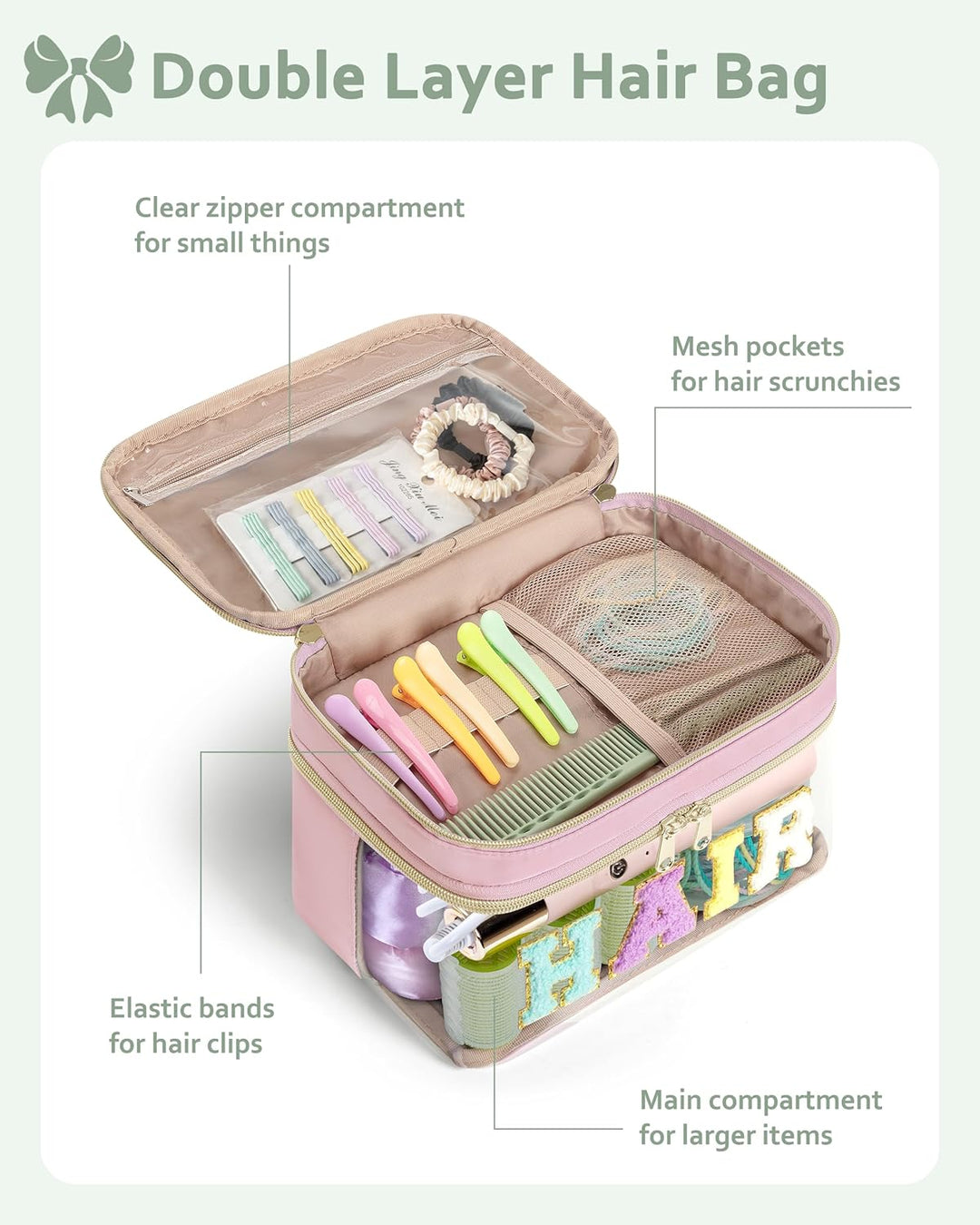 Fasrom Haargummi Aufbewahrung, Haarschmuck Organizer für Haaraccessoires mit Chenille Buchstabe, Tra