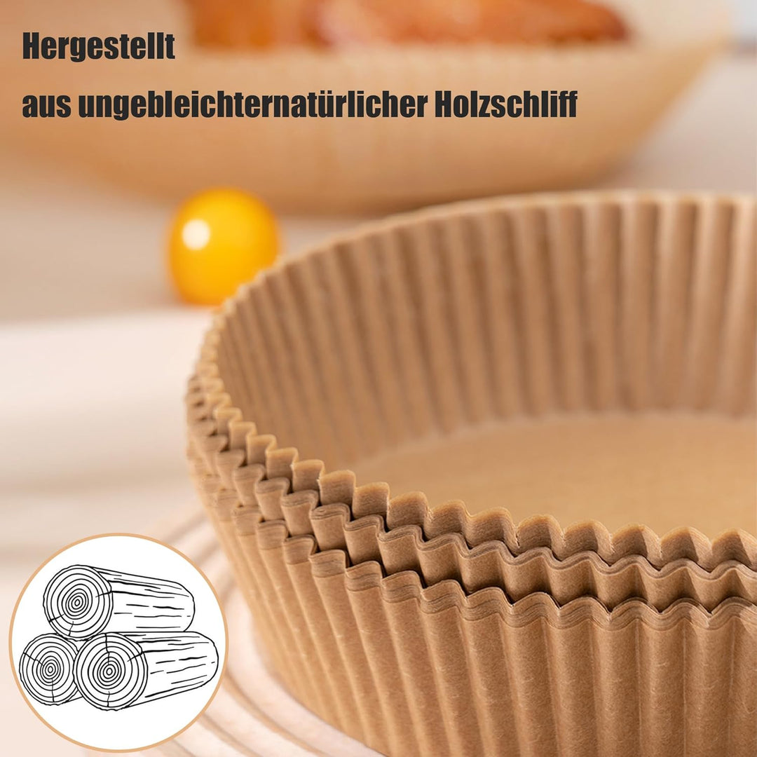 Runden für 4.5L-8L 100 Stück Airfryer Backpapier für Heissluftfritteuse 20-24cm, Antihaft Wasserdich