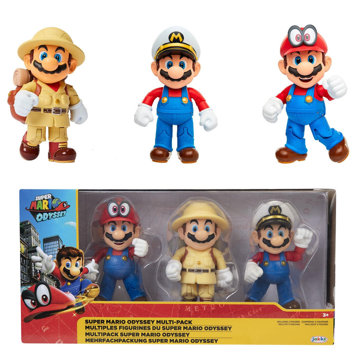Nintendo SUPER MARIO 406534 Super Mario Odyssey 3er Pack, 10 cm Figuren, Bunt, 10cm