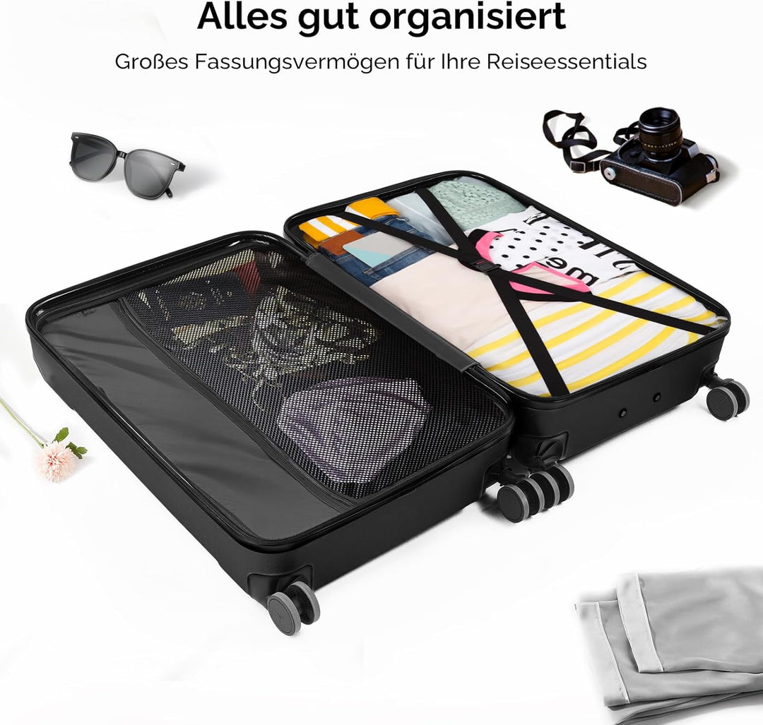 Bonnlo Kofferset 3 Teilig, Hartschale Koffer Set, Reisekoffer mit 4 Rollen, ABS-Trolley M-L-XL, mit