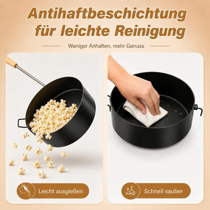 Popcorn Maker Lagerfeuer aus Kohlenstoffstahl mit Sicherheitsgriff Outdoor | Popcornpfanne für Grill