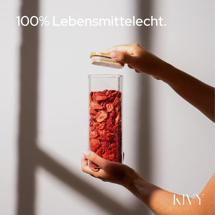 KIVY Vorratsgläser mit Deckel Luftdicht [4x 1000ml] Eckige Vorratsdosen Glas mit Deckel - Glasbehält