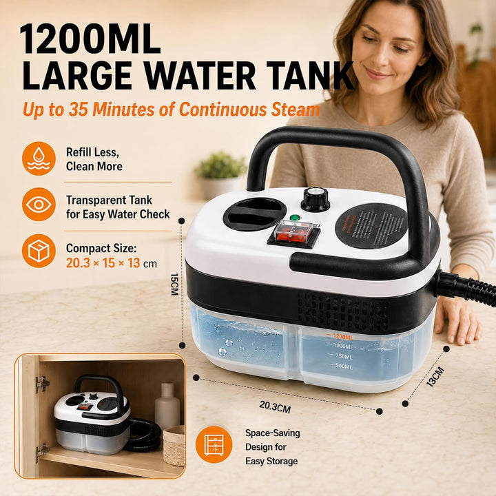 auvstar Dampfreiniger Handgerät 2500W, 6-stufig einstellbarer Handdampfreiniger, 1200ml Wassertank,