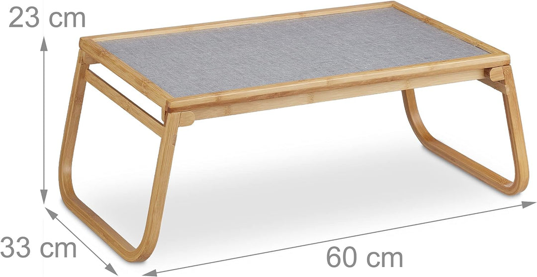 Relaxdays Türstopper Betttablett Bambus, klappbare Beine, erhöhter Rand, Frühstückstablett Bett, HxB