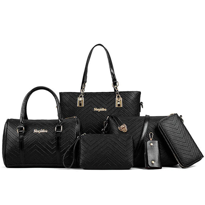 AlwaySky Damen Handtaschen Set 6 Stück PU-Leder Top Griff Tasche Frauen Shopper Geldbörse Umhängetas