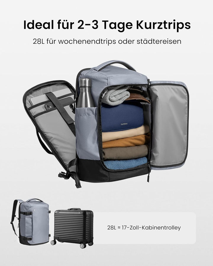 tomtoc 28L Reiserucksack, TSA-freundlicher Handgepäck Rucksack, Wasserdichter Easyjet Rucksack Handg