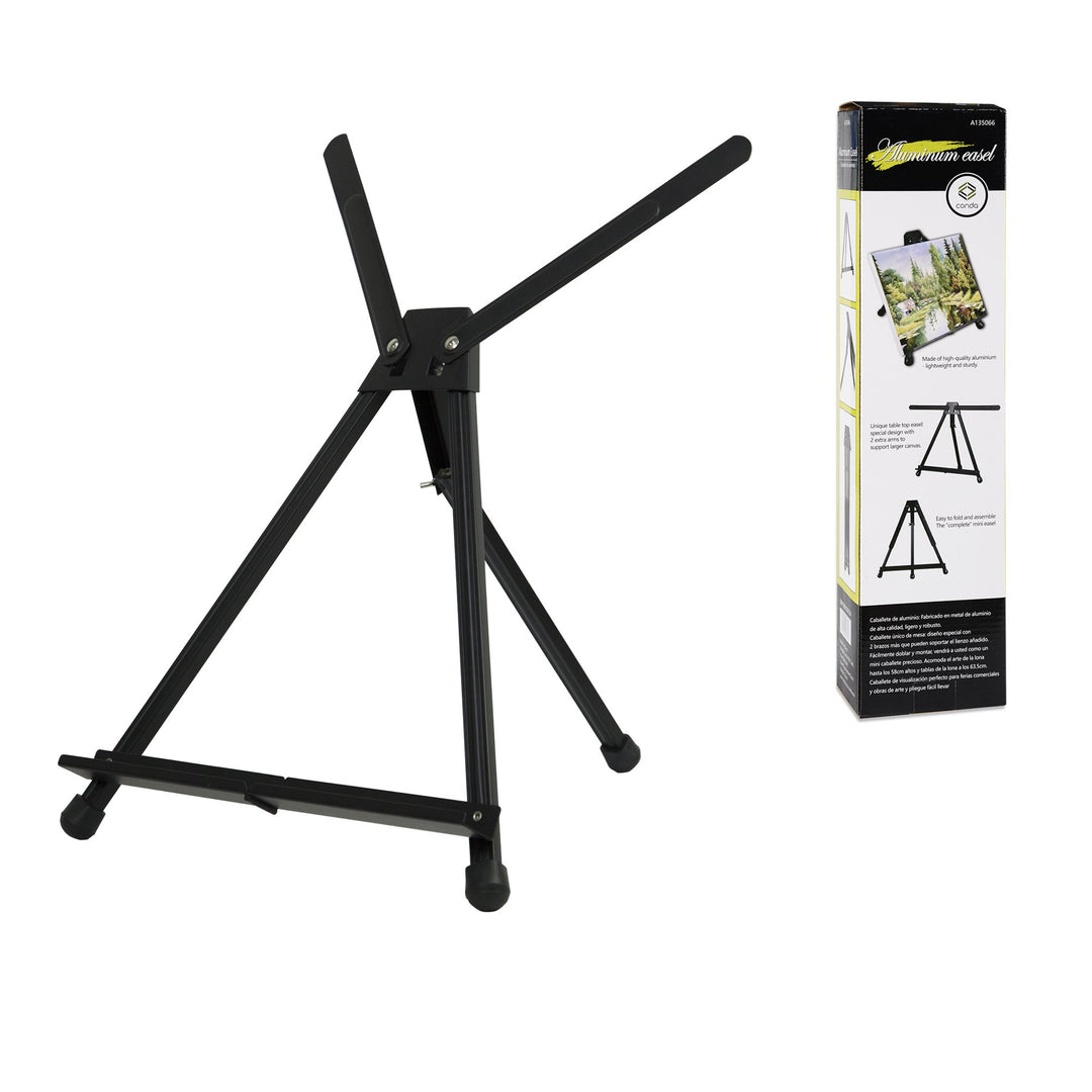 CONDA Aluminium Art Tisch Staffelei Stativ Display mit Gummifüssen, schwarz, 50,8 x 61 cm (Doppel Ar
