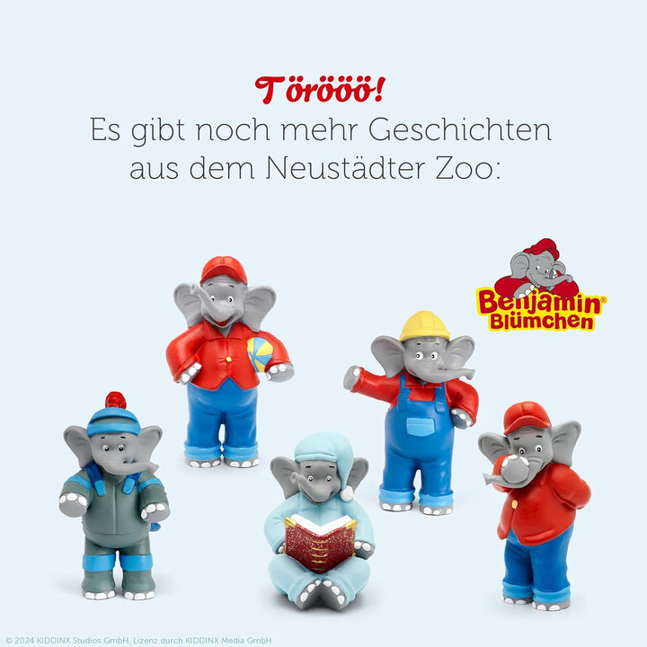 tonies Hörfiguren Plüsch für Toniebox, Benjamin Blümchen – Gute-Nacht-Geschichten, Hörspiel mit 8 sü