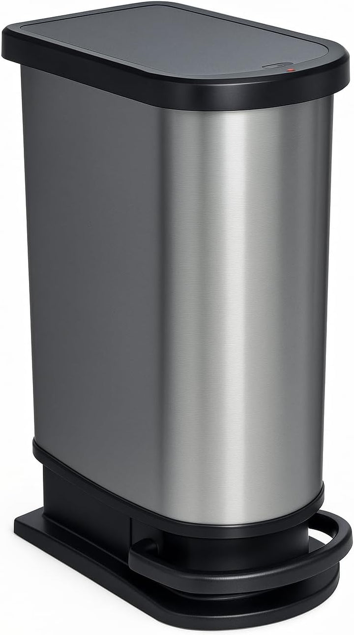 Rotho Paso Mülleimer 50l mit Pedal und Deckel, Kunststoff (PP) BPA-frei, carbon metallic, 50l (44,0