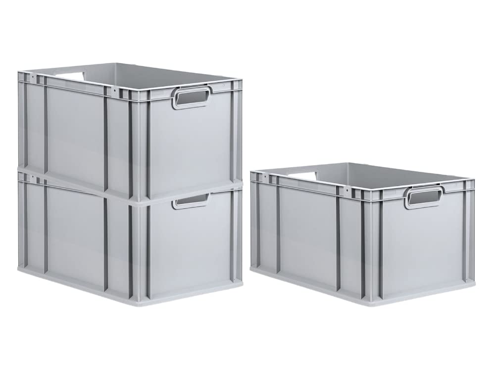 PROREGAL SuperSparSet 3x Eurobox NextGen Grip | HxBxT 32x40x60cm | 65 Liter | Griffe offen | Verstär