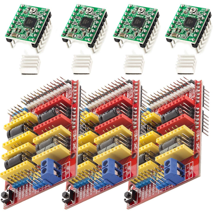 AZDelivery 3 x CNC Shield V3 Bundle mit 4 Stück A4988 Schrittmotor Treiber Stepper mit Kühlkörper ko