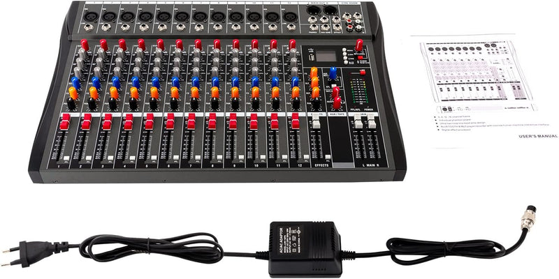12 Live Audio Mixer DJ Sound Controller AC für Computer Recording Aufnahmestudios mit XLR Mikrofon S