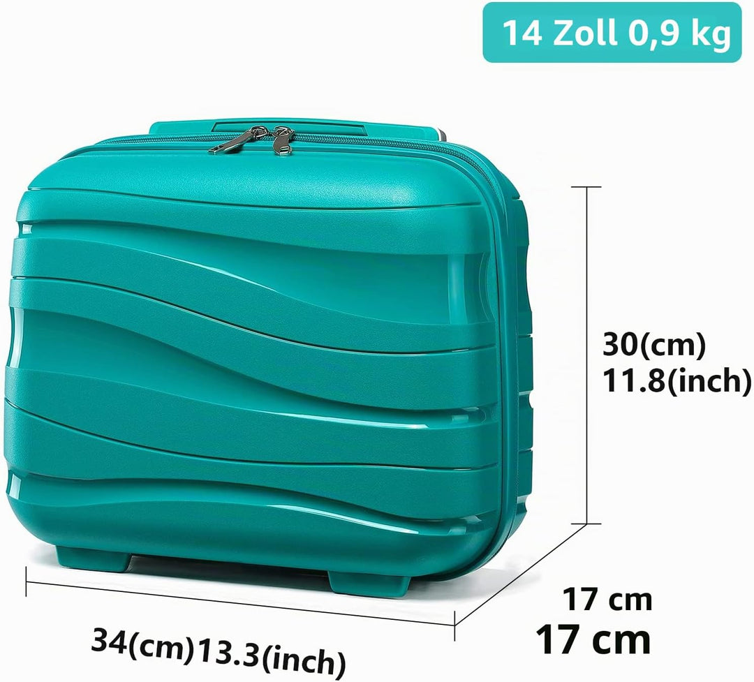KONO Kosmetikkoffer Hartschale Klein Beautycase Damen Handgepäck, Polypropylen, 34x30x17cm (Türkis)